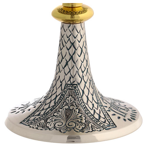 Cálice e âmbula em prata cinzelada IHS 20 cm 12
