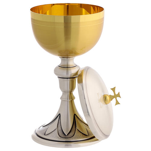 Bicolour chalice and ciborium with silver lily, 8 in 5
