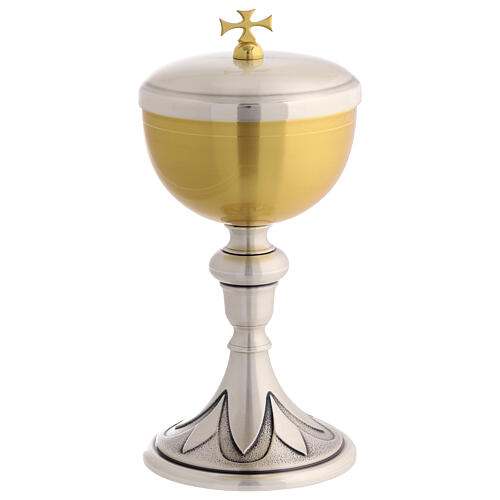 Bicolour chalice and ciborium with silver lily, 8 in 6