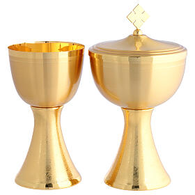 Calice e pisside con coperchio dorati 26 cm