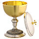 Calice e pisside metallo bicolore base rilievo 20 cm s6