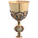 Life of Christ chalice with silver cup, blue and burgundy crystals, 10 in s8