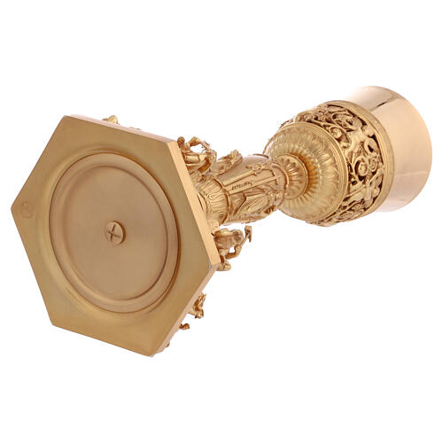 Baroque chalice with silver cup, angels of Faith Hope Charity, 12 in 13