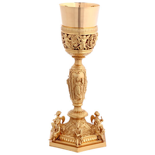 Calice barocco coppa argento angeli Fede Speranza Carità 30 cm 1