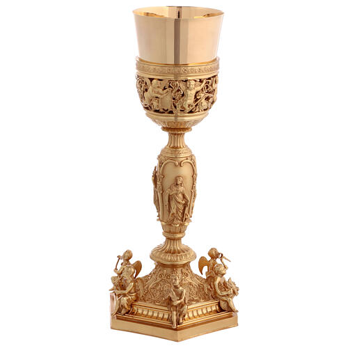 Calice barocco coppa argento angeli Fede Speranza Carità 30 cm 5