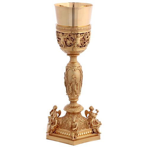 Calice barocco coppa argento angeli Fede Speranza Carità 30 cm 9
