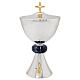 Set of silver-plated chalice, ciborium, and paten with Chi-Rho symbol, sodalite node and gold finishes s3