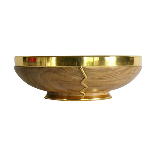 Pisside in ulivo pane spezzato inserti metallo dorato 15 cm 1