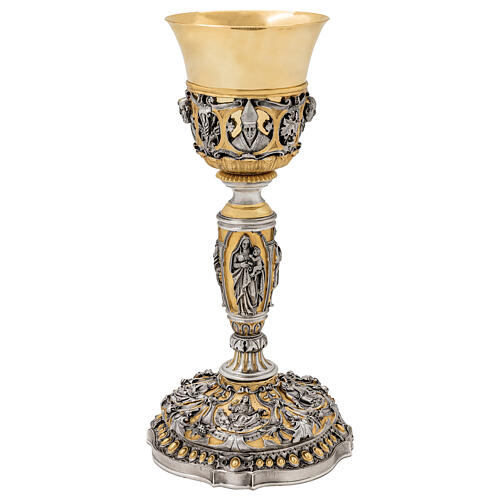 Chalice Evangelists lost-wax casting double finish, 30 cm 1