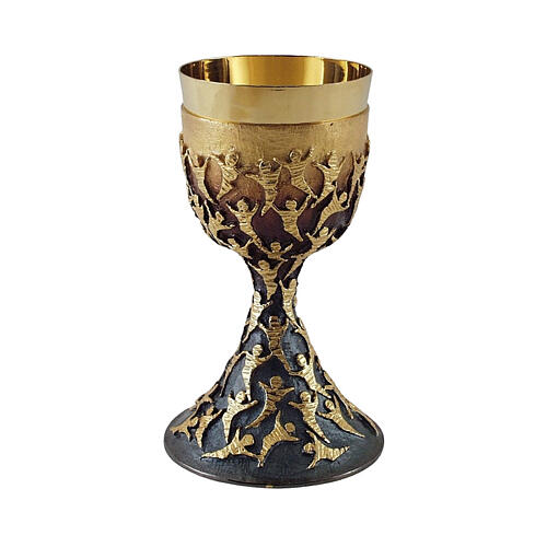 Calice motifs dorés, fusion à la cire perdue double finition 20 cm 1