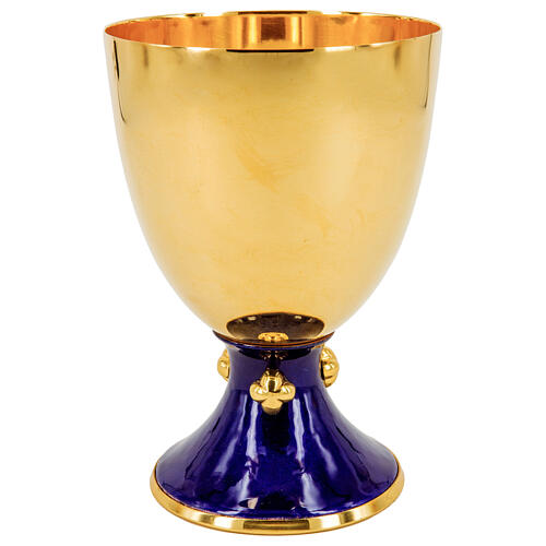 Calice et ciboire Création base émail rouge croix finition dorée 20 cm 2