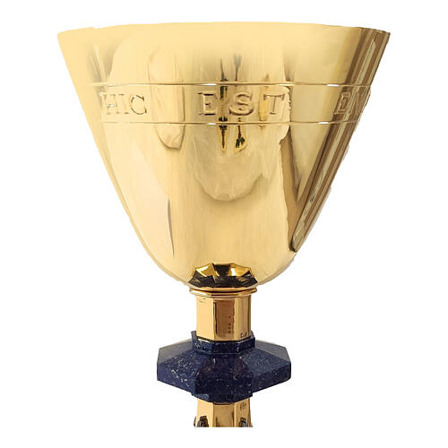 Resurrection chalice octagonal with engraved cup lapis wheat 25 cm 2