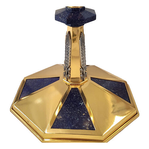 Resurrection chalice octagonal with engraved cup lapis wheat 25 cm 3
