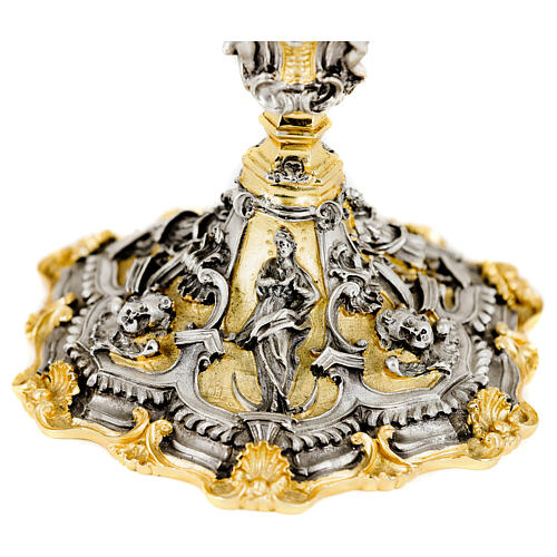 Calice barocco Maria Giuseppe angeli fusione cera persa coppa argento finitura due colori 3