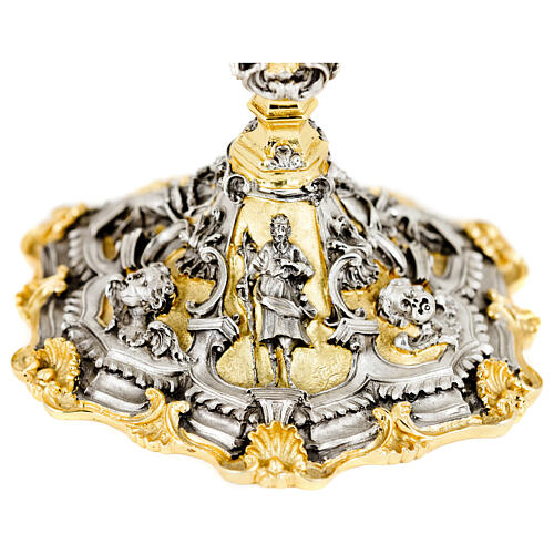 Calice barocco Maria Giuseppe angeli fusione cera persa coppa argento finitura due colori 4