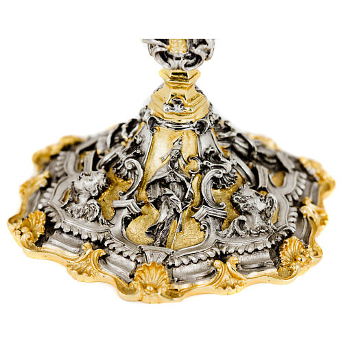 Calice barocco Maria Giuseppe angeli fusione cera persa coppa argento finitura due colori 5