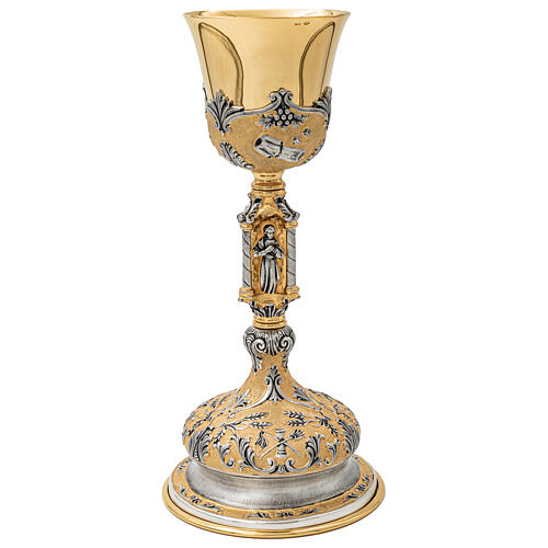 Cálice Paixão de Cristo copa prata acabamento duas cores 5