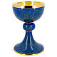 Calice et patène lapis-lazuli coupe argent finition dorée 20 cm s2