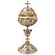 Chalice and ciborium with Saints and symbols of Christ's Passion, lost-wax casting, two-tone finish s3
