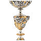 Chalice and ciborium with Saints and symbols of Christ's Passion, lost-wax casting, two-tone finish s13
