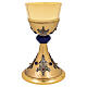 Chalice and ciborium with hammered gold French filigree and synthetic stones s2