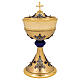 Cáliz y copón dorados martillados filigrana francesa piedras sintéticas s3