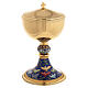 Brass Ciborium enameled base with doves, 20 cm s1