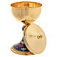 Brass Ciborium enameled base with doves, 20 cm s3