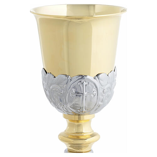 Chalice and ciborium Marius in gilded brass with Eucharistic symbols 2