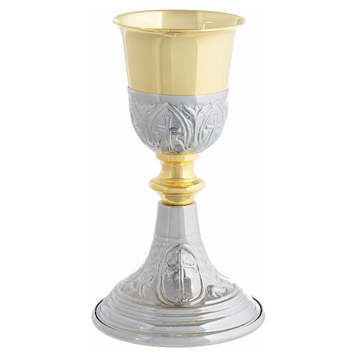 Calice e Pisside Theresia in ottone dorato con medaglioni decorati 3