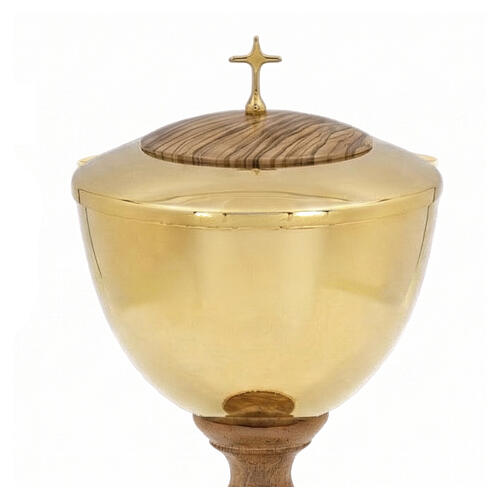 Olivewood chalice and ciborium with gold-finished metal cup 6