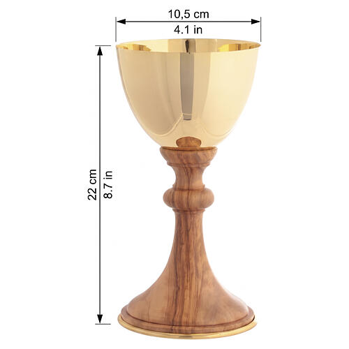 Olivewood chalice and ciborium with gold-finished metal cup 7