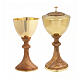 Calice et ciboire liturgiques en bois d'olivier avec coupe en métal finition dorée s1