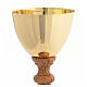 Calice et ciboire liturgiques en bois d'olivier avec coupe en métal finition dorée s4