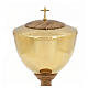 Calice et ciboire liturgiques en bois d'olivier avec coupe en métal finition dorée s6