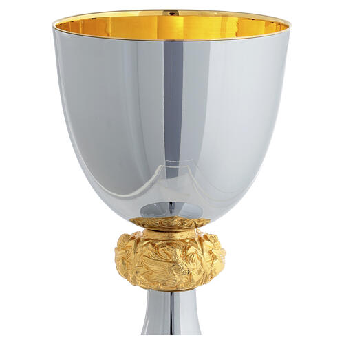 Chalice, ciborium and paten in stainless steel with Four Evangelists node 2