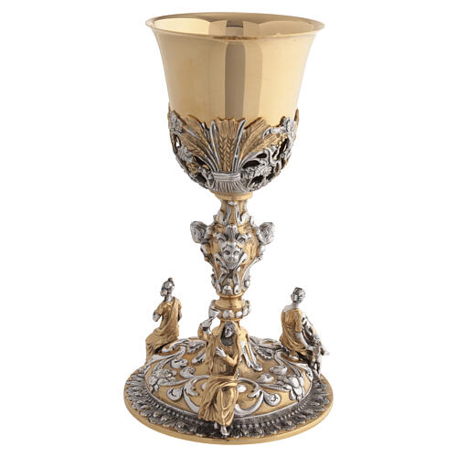 Calice ottone bicolore altezza 23 cm le Tre virtù Teologali 5