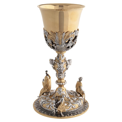 Calice ottone bicolore altezza 23 cm le Tre virtù Teologali 7