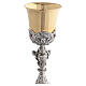 Calice style baroque en laiton bicolore avec pierres rouges, hauteur 25 cm s6