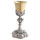 Calice style baroque en laiton bicolore avec pierres rouges, hauteur 25 cm s7