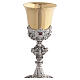 Calice stile barocco ottone bicolore con pietre rosse altezza 25 cm s3