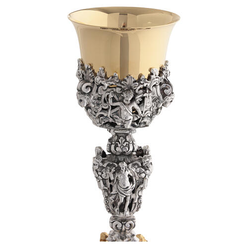 Calice avec Saints laiton bicolore style gothique hauteur 25 cm 3