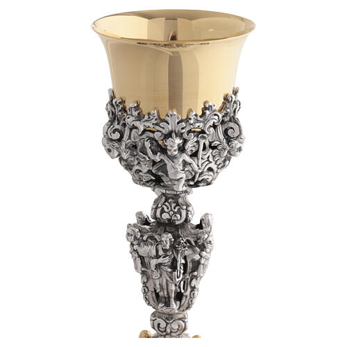 Calice avec Saints laiton bicolore style gothique hauteur 25 cm 6