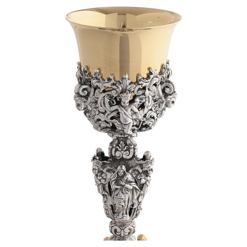 Calice avec Saints laiton bicolore style gothique hauteur 25 cm 9