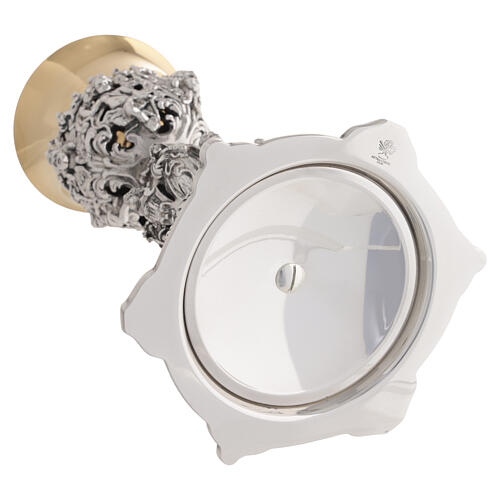 Calice con Santi ottone bicolore altezza 25 cm stile gotico 11