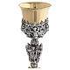 Calice con Santi ottone bicolore altezza 25 cm stile gotico s6