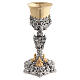Two-tone brass Chalice with Saints, Gothic style, 25 cm s1