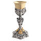 Two-tone brass Chalice with Saints, Gothic style, 25 cm s5