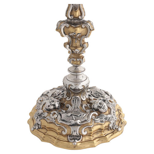 Calice en laiton bicolore 28 cm anges et Passion du Christ 4