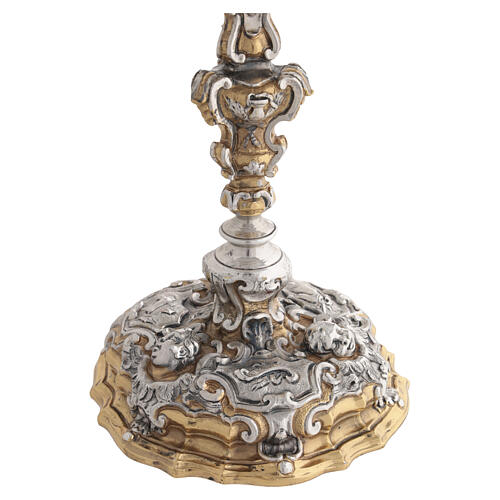 Calice ottone bicolore 28 cm angeli e Passione di Cristo 6